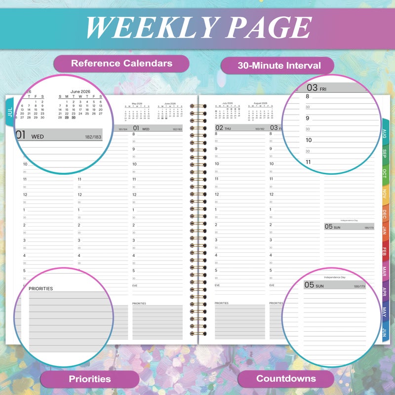 Artfan Appointment Book 2026-2027 - Weekly Appointment Book, Jul 2026 - Jun 2027, Hourly Daily Planner 26-27, 9" x 11", Planners 2026-2027 with 30-Minute Interval, Colorful Tabs, Back Pocket, Notes Pages - Image 4