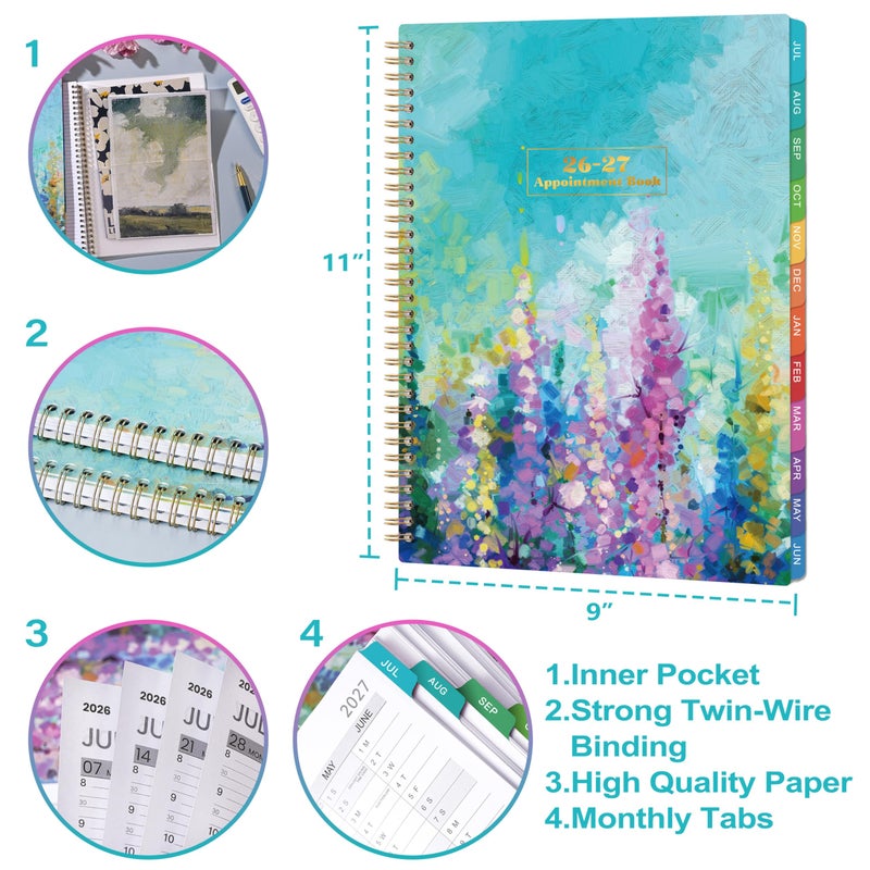 Artfan Appointment Book 2026-2027 - Weekly Appointment Book, Jul 2026 - Jun 2027, Hourly Daily Planner 26-27, 9" x 11", Planners 2026-2027 with 30-Minute Interval, Colorful Tabs, Back Pocket, Notes Pages - Image 3