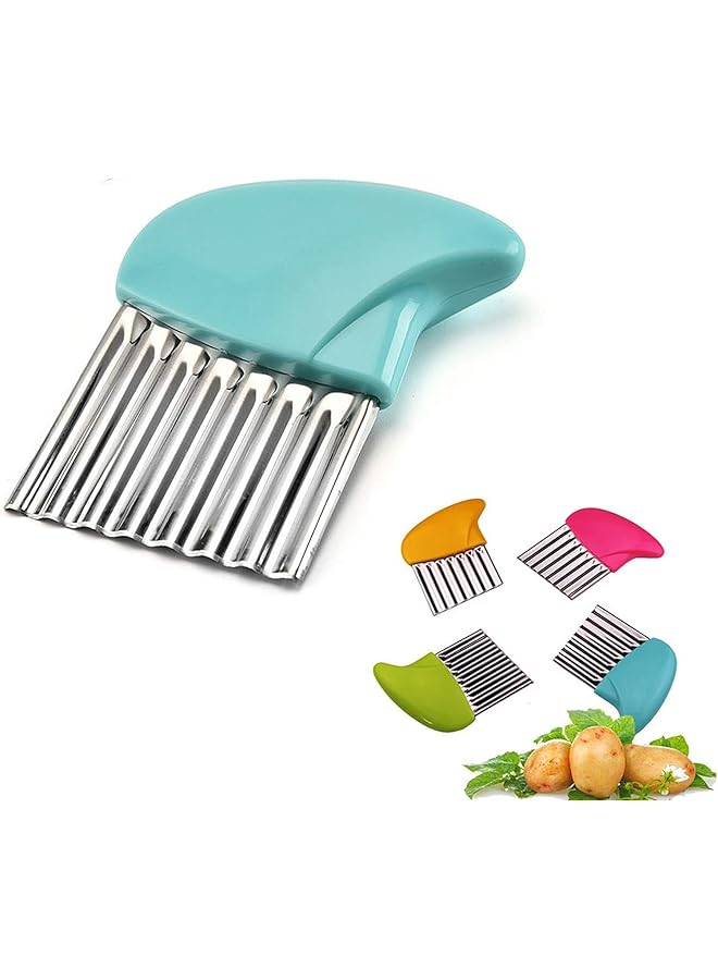 ECVV Crinkle Cutter Cutting Tool French Fry Slicer Potato Cutter Fruit Vegetable Wavy Chopper Knife Stainless Steel Random Color 1Pcs | Random Color |