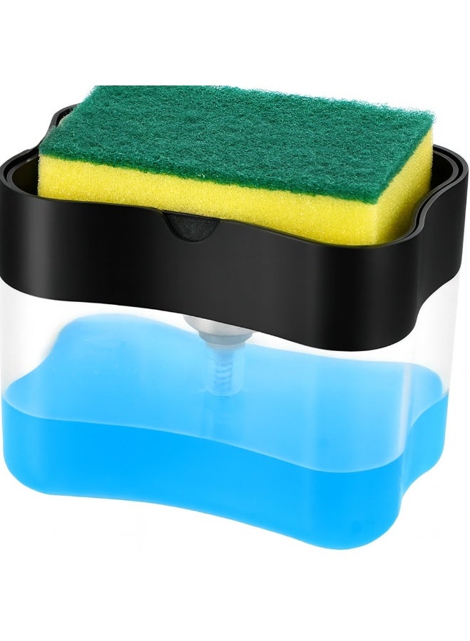 Soap Pump Dispenser and Sponge Holder for Kitchen – 2-in-1 Dish Soap Dispenser with Built-in Sponge Caddy, Compact Countertop Sink Organizer for Dishwashing, Liquid Soap Dispenser for Home and Kitchen (Assorted Colors)