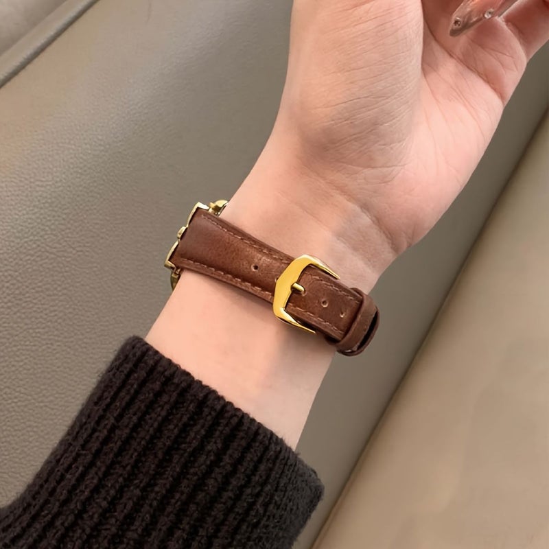Brown Leather Strap Compatible With Smartwatch 38 40 41 42mm - Image 5
