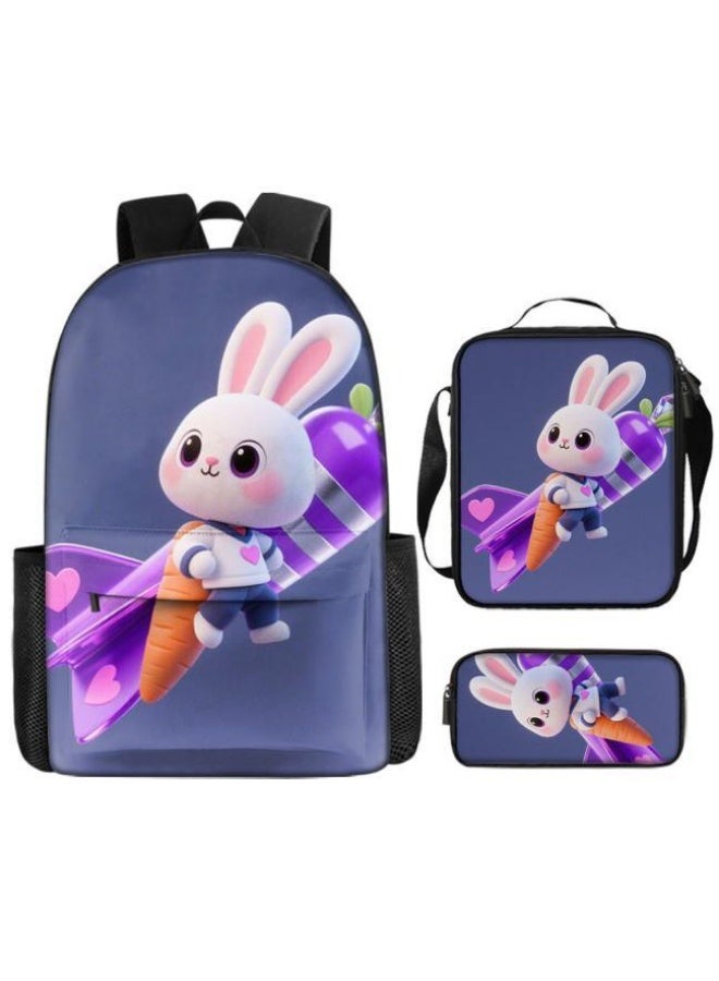 Bright Li Fire Unlock the new fashion of childish fun! Three-piece set of bags, cartoon elements for children and teenagers (students, children, friends' outings, mountain climbing, schooling, etc. can be used) - 24  - Image 2