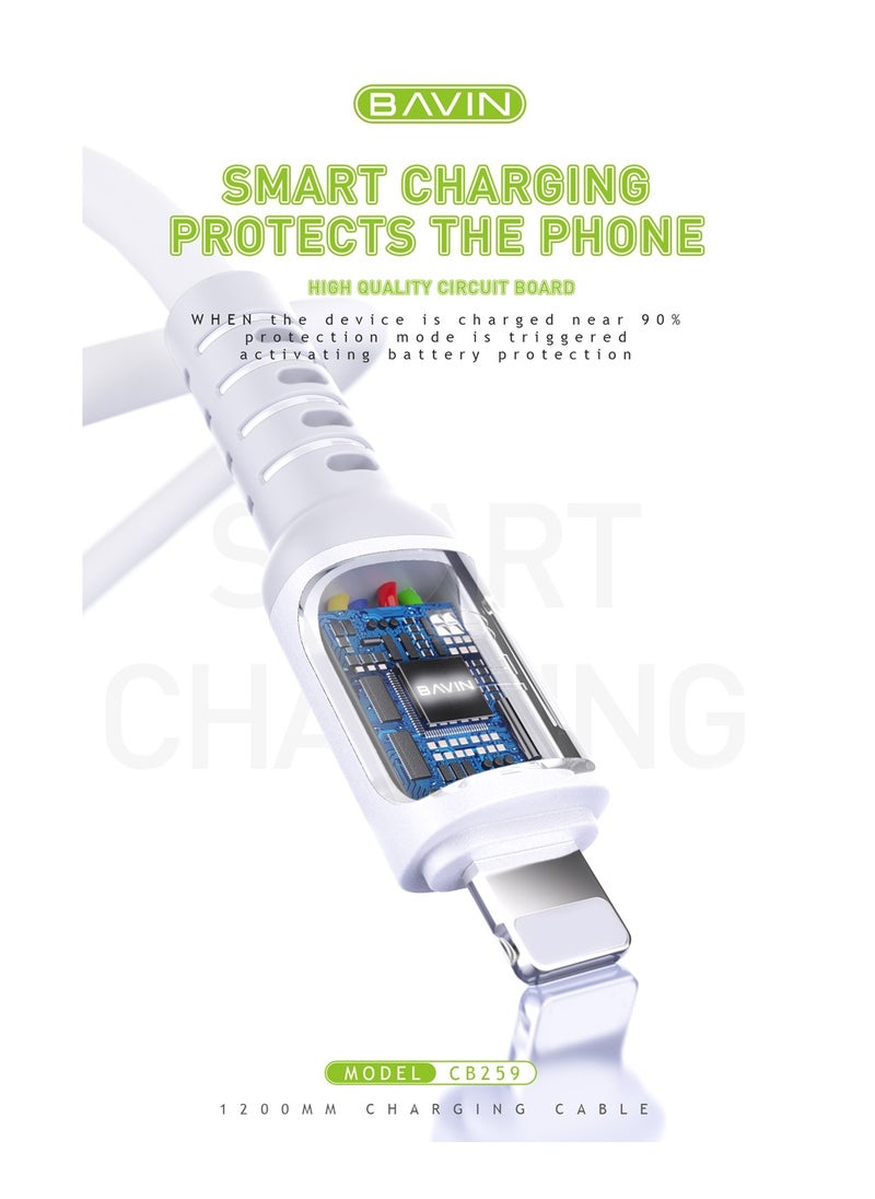 Bavin Bavin CB259 12W Strong Silicone power Fast Charging Cable 1200mm USB to iPhone  - Image 4