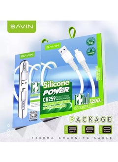 Bavin Bavin CB259 12W Strong Silicone power Fast Charging Cable 1200mm USB to iPhone  - Image 5