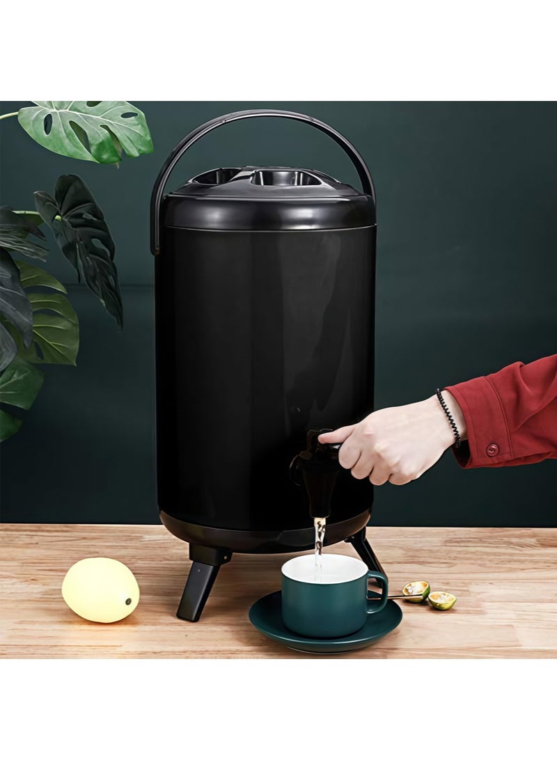 Stainless Steel Double Insulated Tea Bucket Insulated Milk Tea Bucket Insulated Milk Tea Bucket Black 6 Liter Hot Coffee Maker  - Image 1