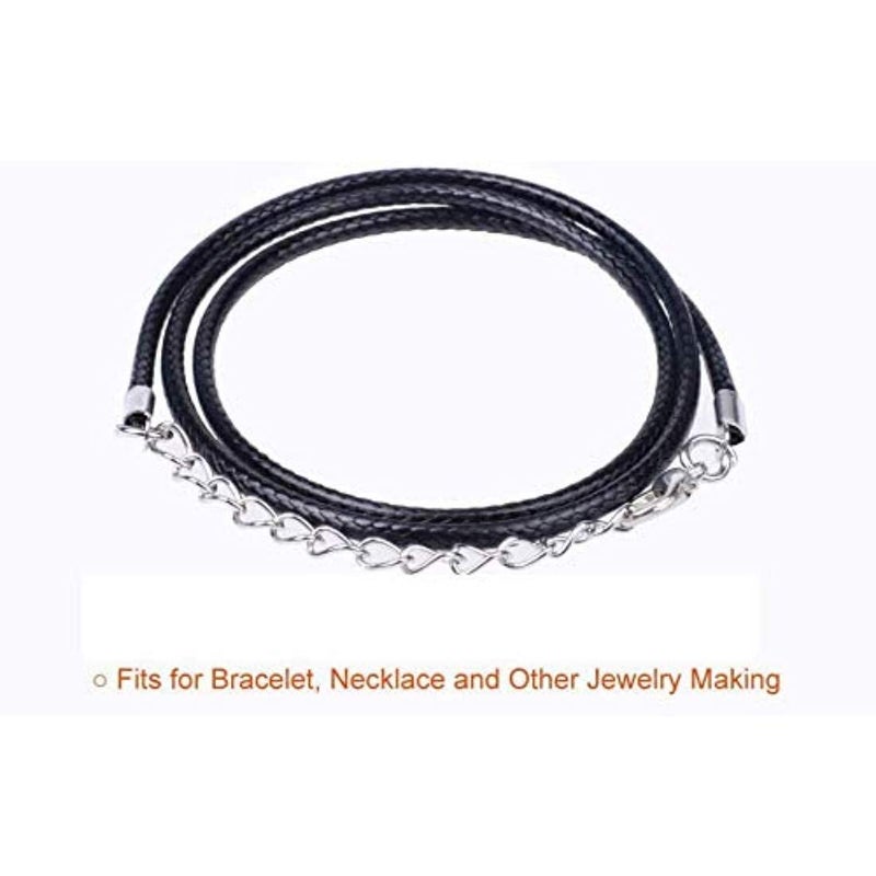 DIY Crafts DIY Crafts Pack of 2 Pcs, Black Leather Cord, 2 Pcs, Black Waxed Necklace Cord with Lobster Clasp Bulk (Pack of 2 Pcs, Black Leather Cord)  - Image 3