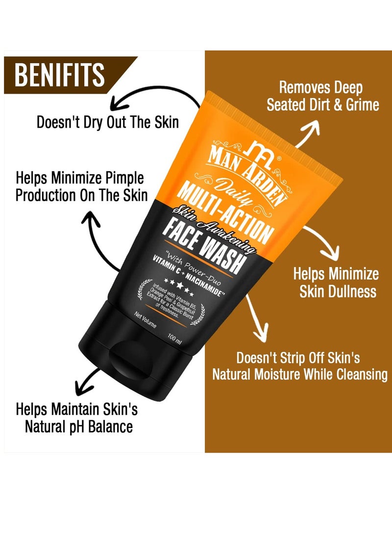 Man Arden - Man Arden Daily Multi-Action Skin Awakening & Brightening Face Wash | With Power Duo Vitamin C + Niacinamide, 100 ml - Image 1