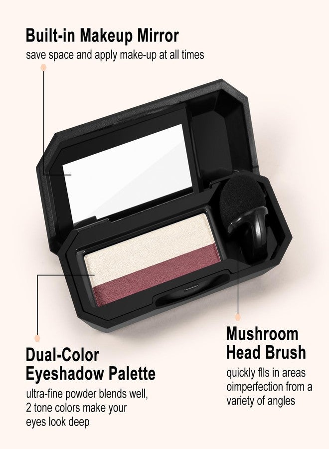 Boobeen 2 Color Eye Shadow, Portable Dual-Color Glitter Eyeshadow Palette Highly Pigmented Powder Eyeshadow Waterproof and Smooth Texture, Long Lasting For Eye Makeup - Image 2