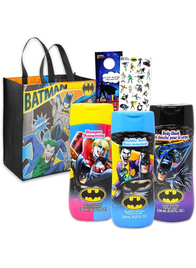 Batman Ultimate Batman Bathroom Set - Bundle with Justice League Shampoo, Body Wash, Bubble Bath, Tote Bag, Stickers, More | Batman Bath and Shower Supplies Kit for Kids, Boys - Image 1