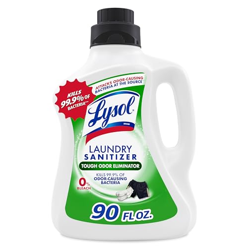 Lysol Tough Odor Eliminator Laundry Sanitizer Additive, Sanitizing Liquid for Gym Clothes and Activewear, 0% Bleach, Eliminates Odor Causing Bacteria, 90oz - Image 1