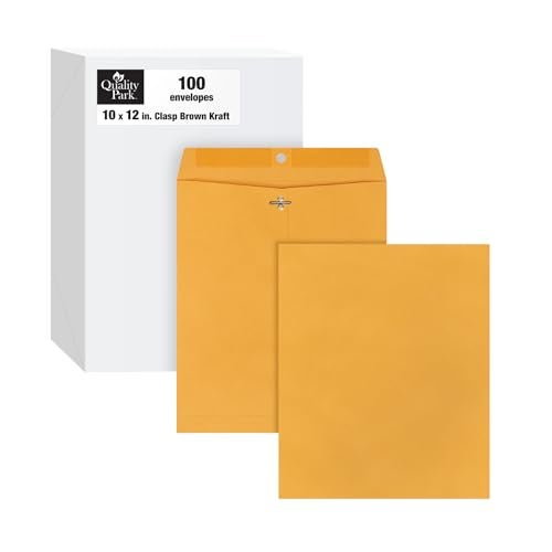 Quality Park 10 x 12 Clasp Envelopes with Clasp Closure and Gummed Seal, Great for Filing, Storing or Mailing Documents, 28 lb Brown Kraft, 100 per Box (QUA37895) - Image 1