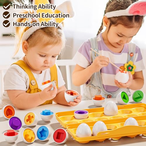JUKUDAHU Matched Eggs Toddler Toys 1 2 3 4 Year Old Shape Color Sorting Games Kids Easter Eggs Toddler Sensory Toys Preschool Educational Boy Toy Gifts for Baby 612 Months - Image 5
