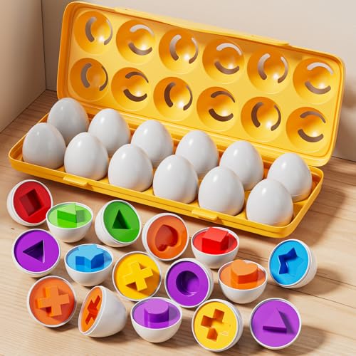 JUKUDAHU Matched Eggs Toddler Toys 1 2 3 4 Year Old Shape Color Sorting Games Kids Easter Eggs Toddler Sensory Toys Preschool Educational Boy Toy Gifts for Baby 612 Months - Image 1