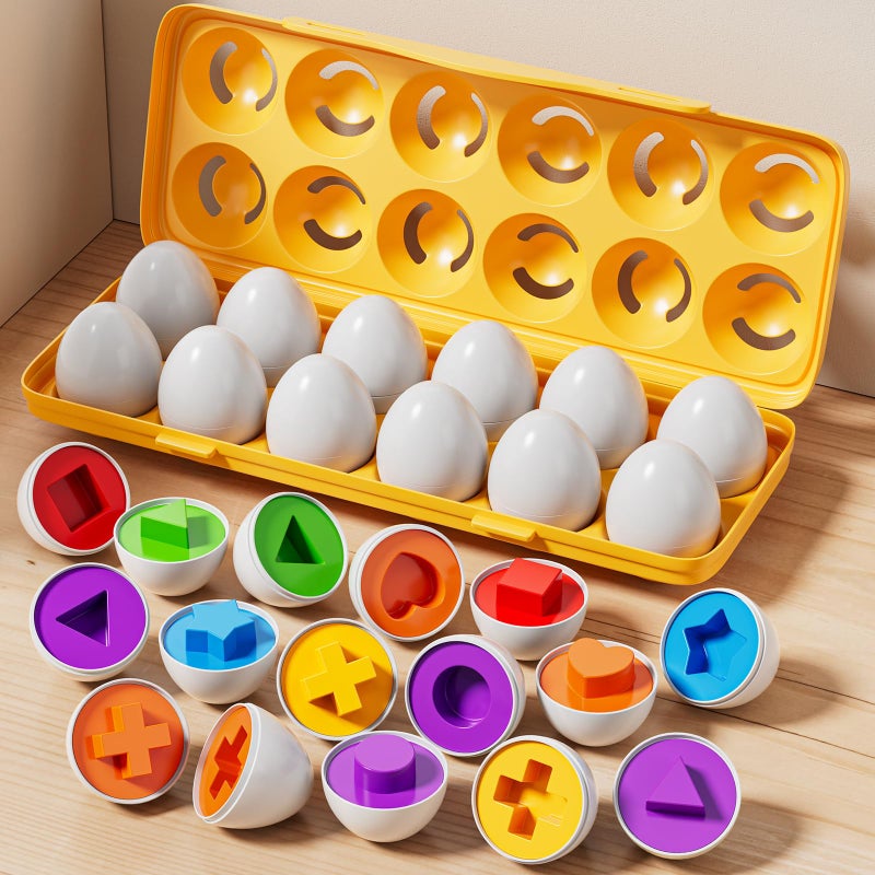 JUKUDAHU Matched Eggs Toddler Toys 1 2 3 4 Year Old Shape Color Sorting Games Kids Easter Eggs Toddler Sensory Toys Preschool Educational Boy Toy Gifts for Baby 612 Months - Image 3