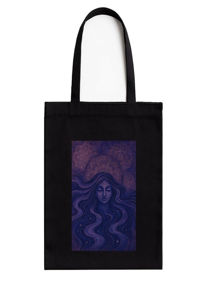 Megrok Divine Mandala Tote Bag for Women | Front A4 Size Printed Pocket | 16x14 Inch Sacred Cotton Bag | Spiritual Art Therapy Companion - Image 1