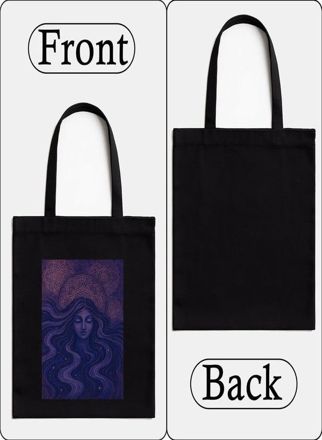 Megrok Divine Mandala Tote Bag for Women | Front A4 Size Printed Pocket | 16x14 Inch Sacred Cotton Bag | Spiritual Art Therapy Companion - Image 4