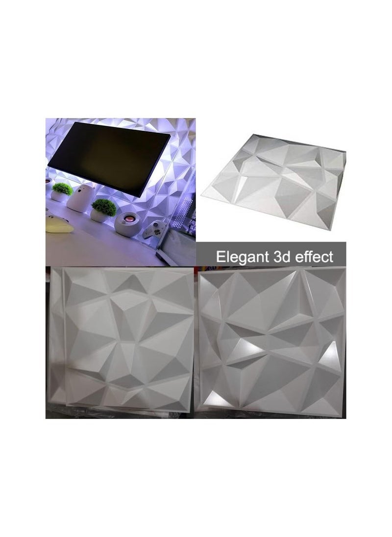 Captaintech 12 PCS 3D Wall Panels, 3D Texture PVC Wallpaper, Diamond Design Decorative Wall Cover, Each 30x30cm  - Image 3