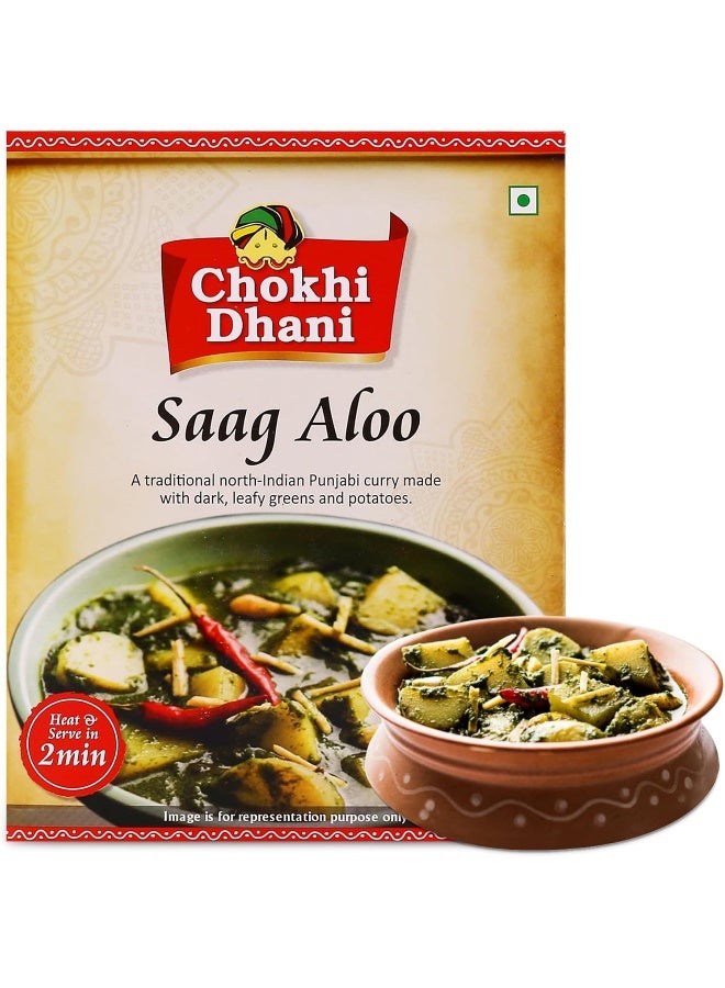 Chokhi Dhani Saag Aloo 300 gm | Ready to Eat | Just Heat & Eat | Stove Top or Hot Water | Ready in 2 Minutes - Image 1