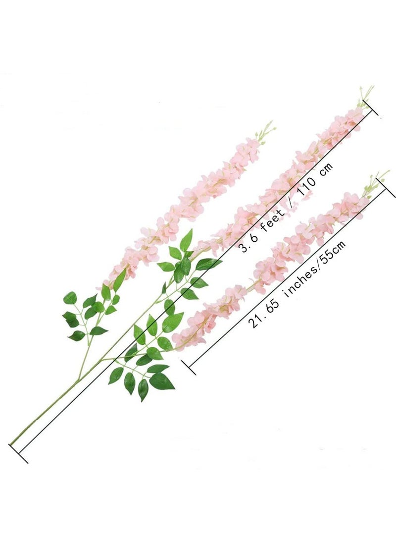 OUKEYI OUKEYI 12 Pcs Artificial Wisteria Flowers Garland  3.6 FT Silk Fake Flowers Hanging Vine for Indoor Outdoor Home Garden Christmas Wedding Party Decoration (Pink)  - Image 2