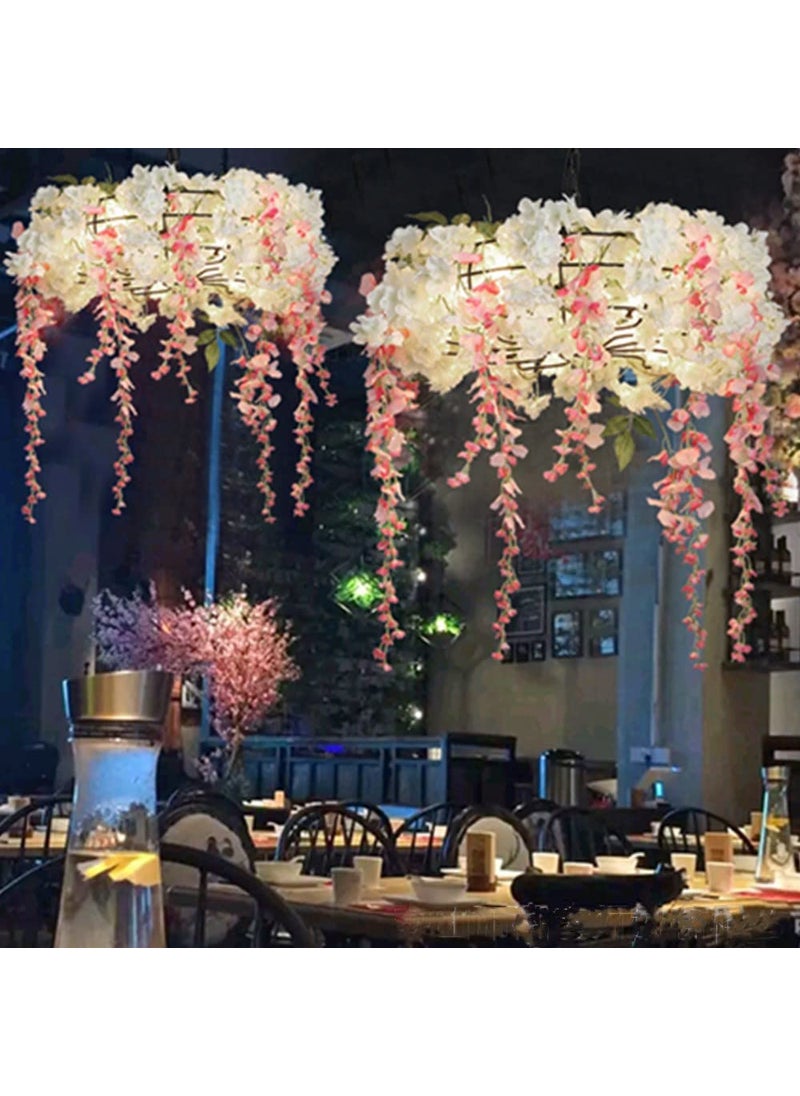 OUKEYI OUKEYI 12 Pcs Artificial Wisteria Flowers Garland  3.6 FT Silk Fake Flowers Hanging Vine for Indoor Outdoor Home Garden Christmas Wedding Party Decoration (Pink)  - Image 5