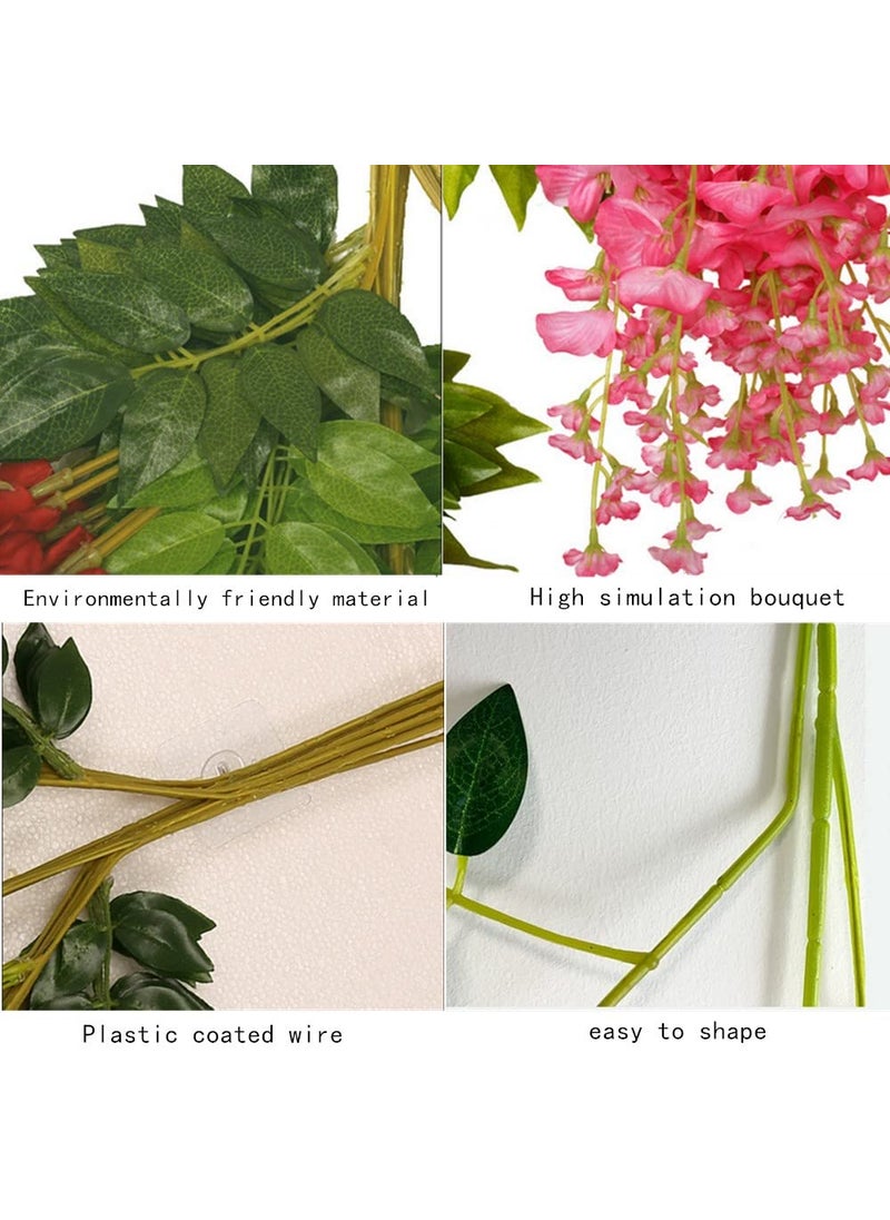 OUKEYI OUKEYI 12 Pcs Artificial Wisteria Flowers Garland  3.6 FT Silk Fake Flowers Hanging Vine for Indoor Outdoor Home Garden Christmas Wedding Party Decoration (Pink)  - Image 4