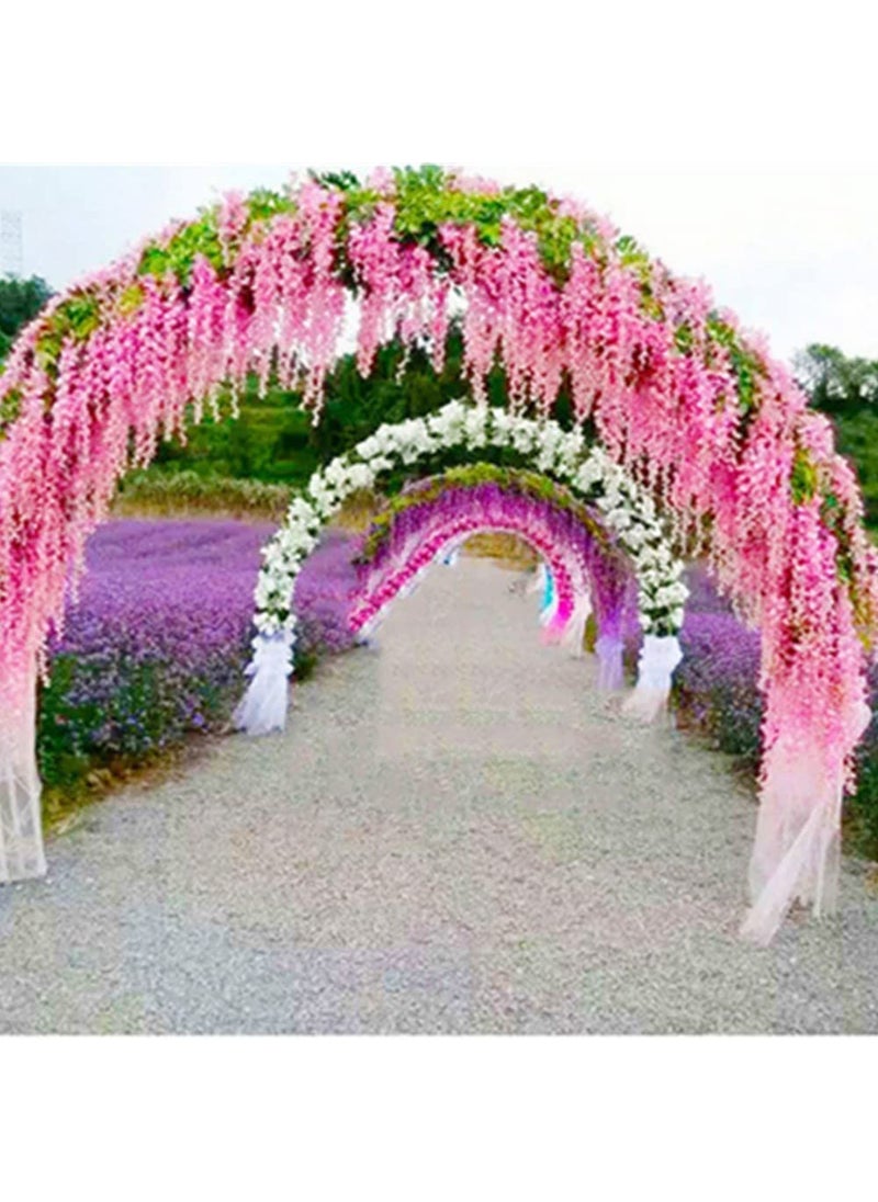 OUKEYI OUKEYI 12 Pcs Artificial Wisteria Flowers Garland  3.6 FT Silk Fake Flowers Hanging Vine for Indoor Outdoor Home Garden Christmas Wedding Party Decoration (Pink)  - Image 3