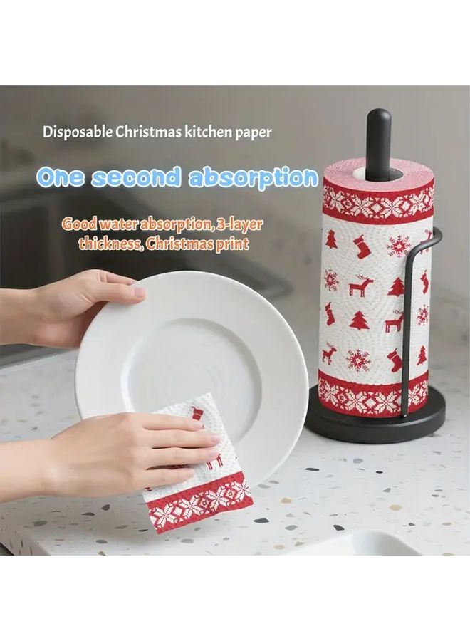 مناديل عيد الميلاد الحمراء للاستخدام الشاق القائمة على الخشب ثلاثية الطبقات ذات امتصاص قوي للزيت وإزالة الروائح - Image 5