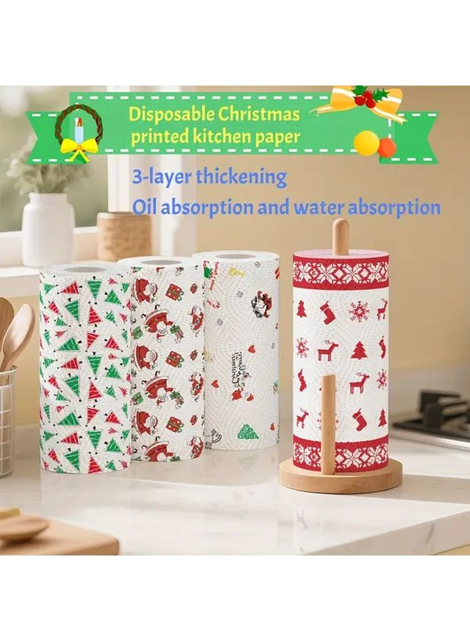 مناديل عيد الميلاد الحمراء للاستخدام الشاق القائمة على الخشب ثلاثية الطبقات ذات امتصاص قوي للزيت وإزالة الروائح - Image 3