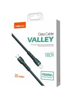 Recci Cable Charger Data transfer, PD20W fast charging, Type-C TO Lightning, 100cm Length, green  - Image 3