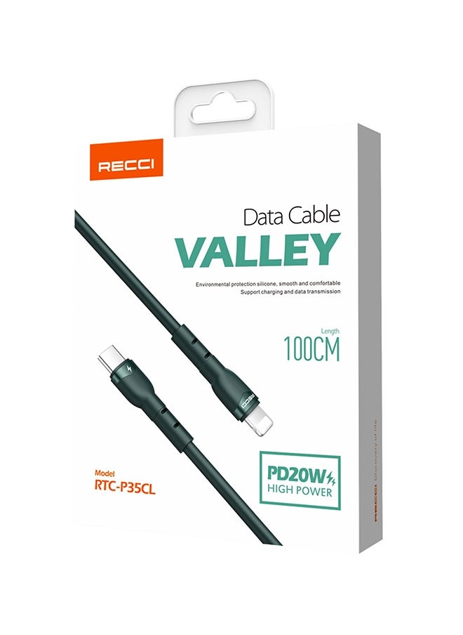 Recci - Cable Charger Data transfer, PD20W fast charging, Type-C TO Lightning, 100cm Length, green - Image 1