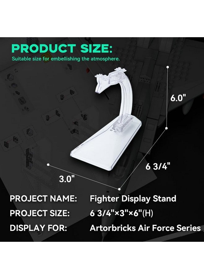 ArtorBricks Display Stand Air Force Series Fighter,for Plane Building Brick Toys etc. Angle Display, Plastic Transoarent Display Stand only. - Image 2