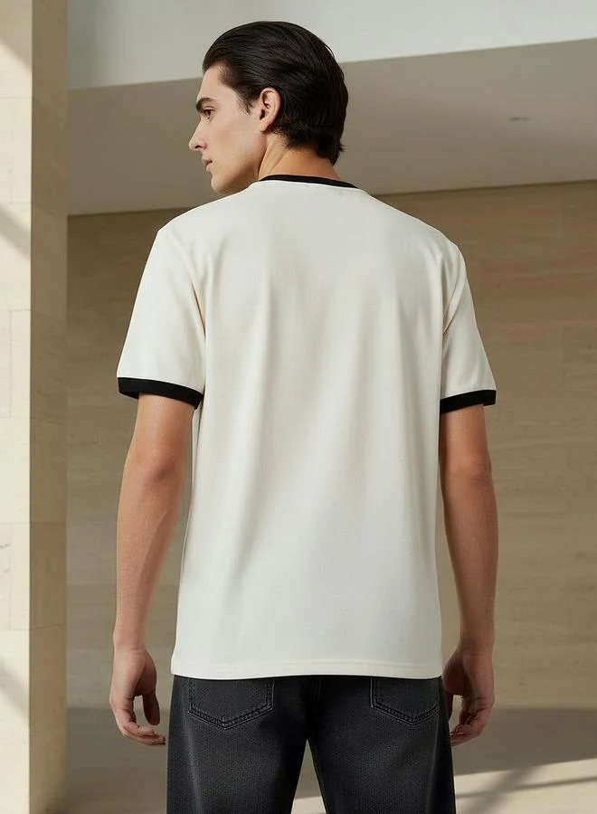 SP Characters  Men Relaxed Fit Crew Neck Short Sleeves Harvad Varsity Print Ringer T-shirt for Men | Best Price UAE