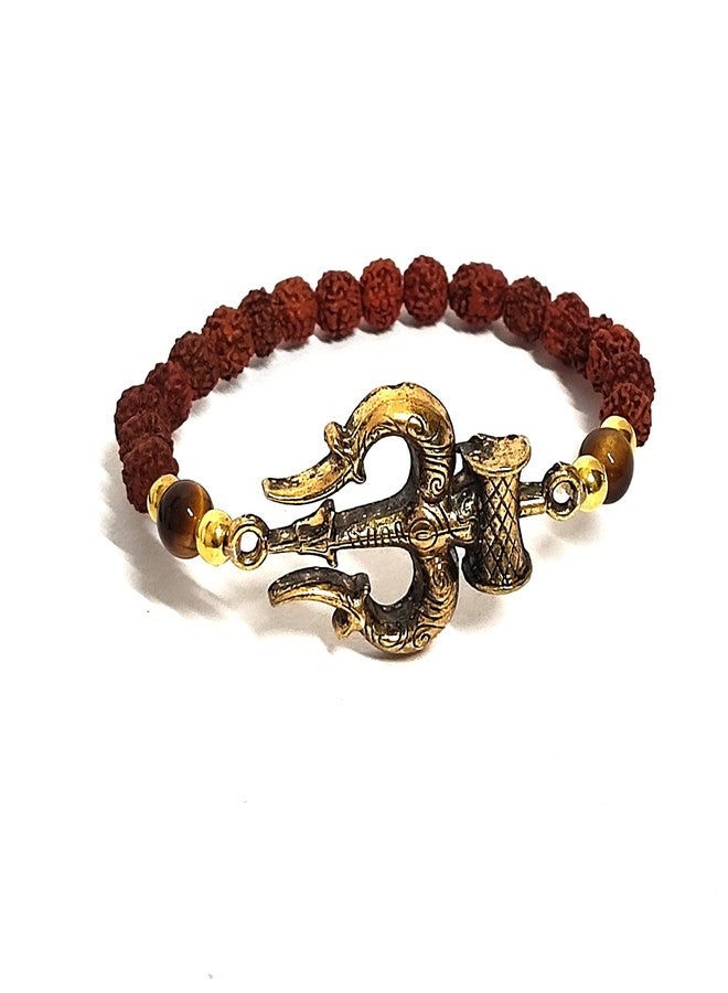 ASTROGHAR God Shiv Shakti Mahadev Ji Trishul Damru Powered Rudraksh Protection And Peace Bracelet For Men And Women - Image 2