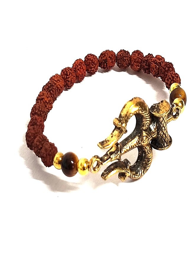 ASTROGHAR God Shiv Shakti Mahadev Ji Trishul Damru Powered Rudraksh Protection And Peace Bracelet For Men And Women - Image 3