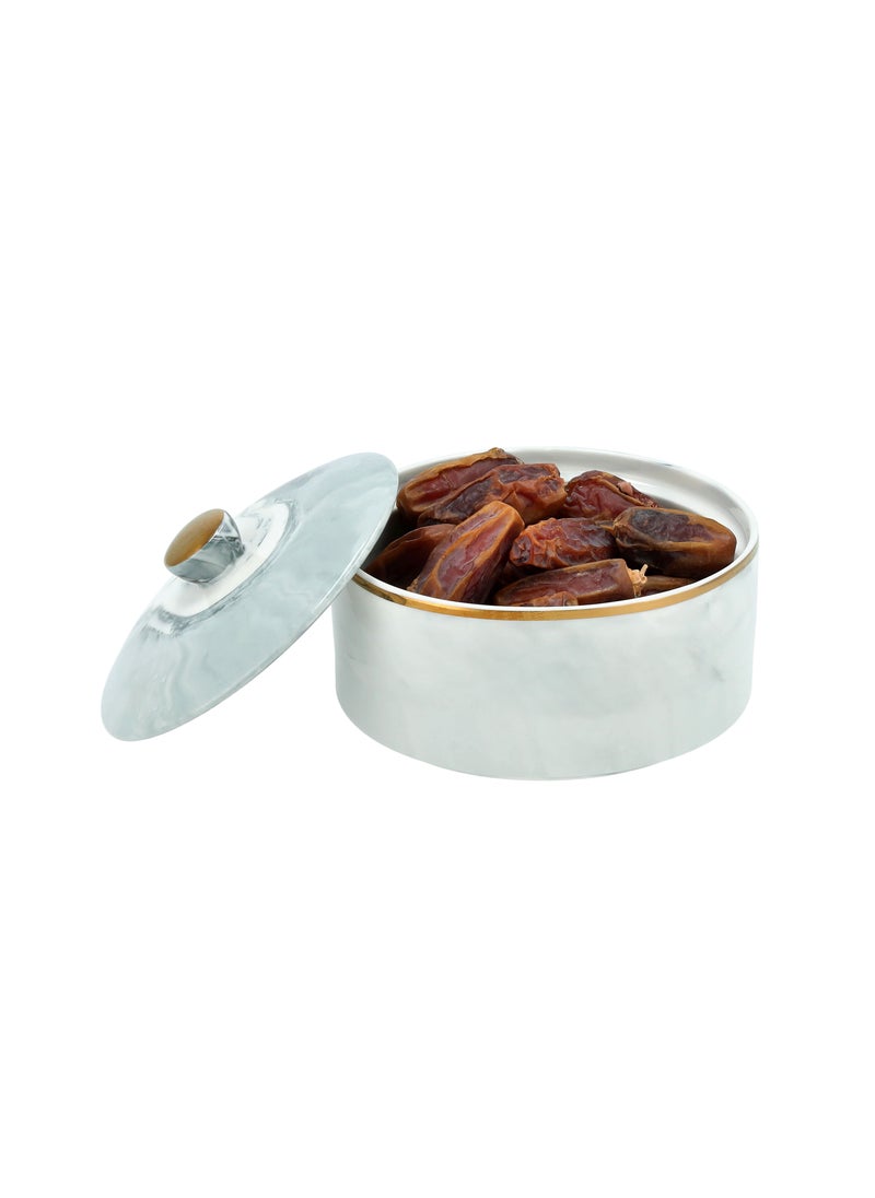 La Mesa وعاء تمور خزفي رخام أزرق ذهبى  - Image 2