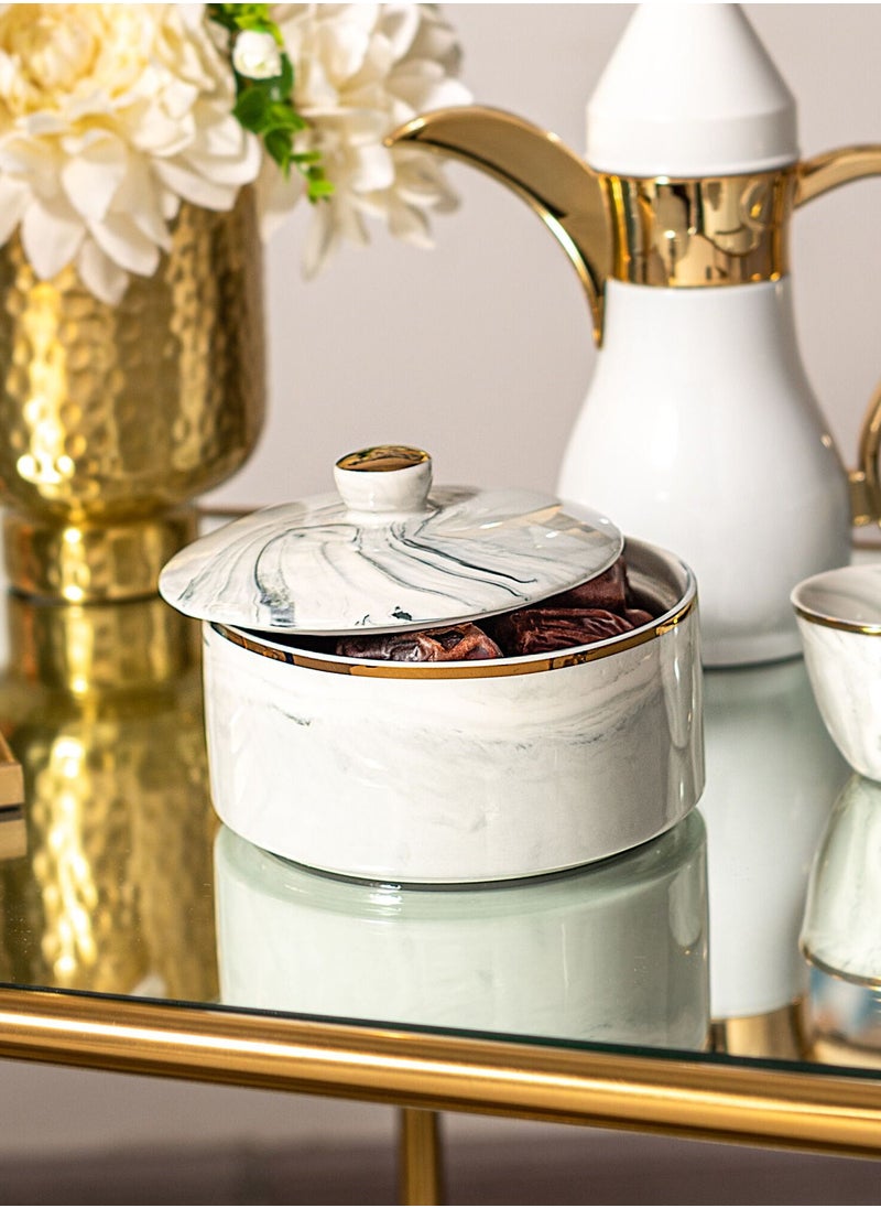 La Mesa وعاء تمور خزفي رخام أزرق ذهبى  - Image 1