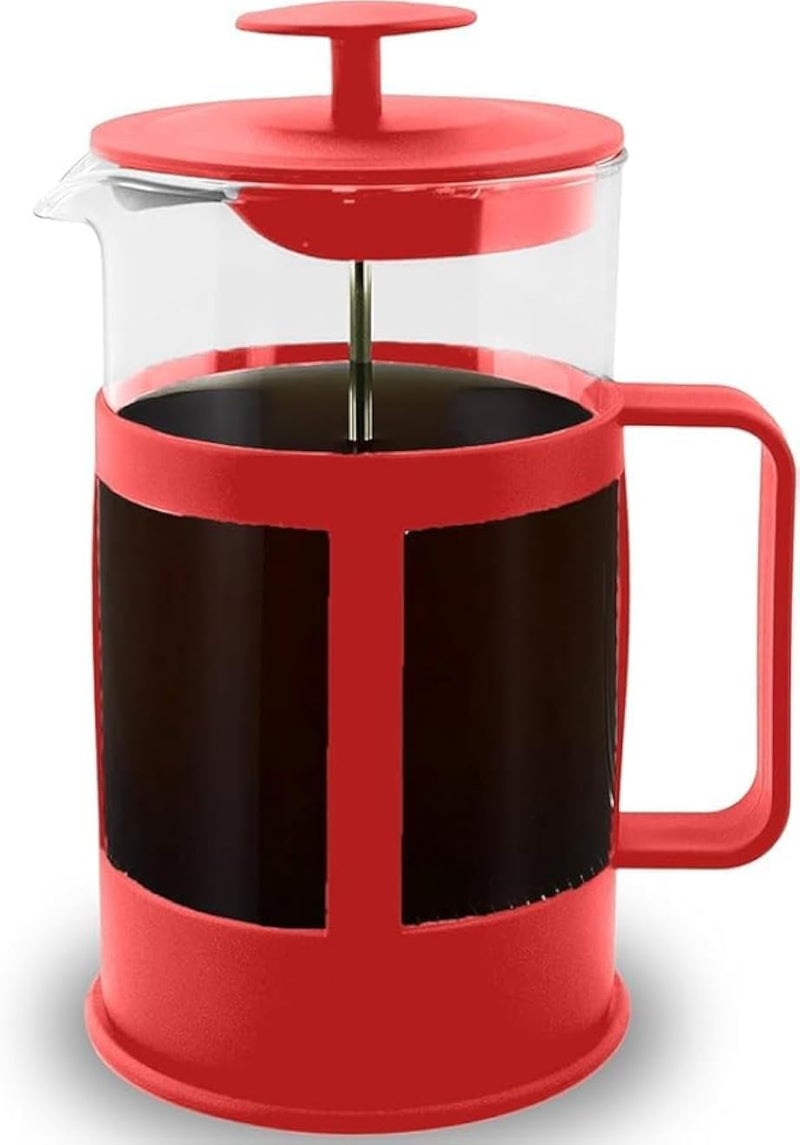 Coffee Press & Tea Maker 350ML French - Compact, Heat-Resistant Design for Home, Office, or Travel - Perfect for Brewing Fresh Coffee & Tea On-the-Go (Red)