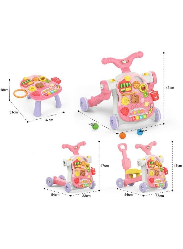 5-in-1 Baby Activity Center: Sit-to-Stand Walker, Rocking Chair, Scooter, Rider, and Learning Game Table with Music and Lights - Image 2