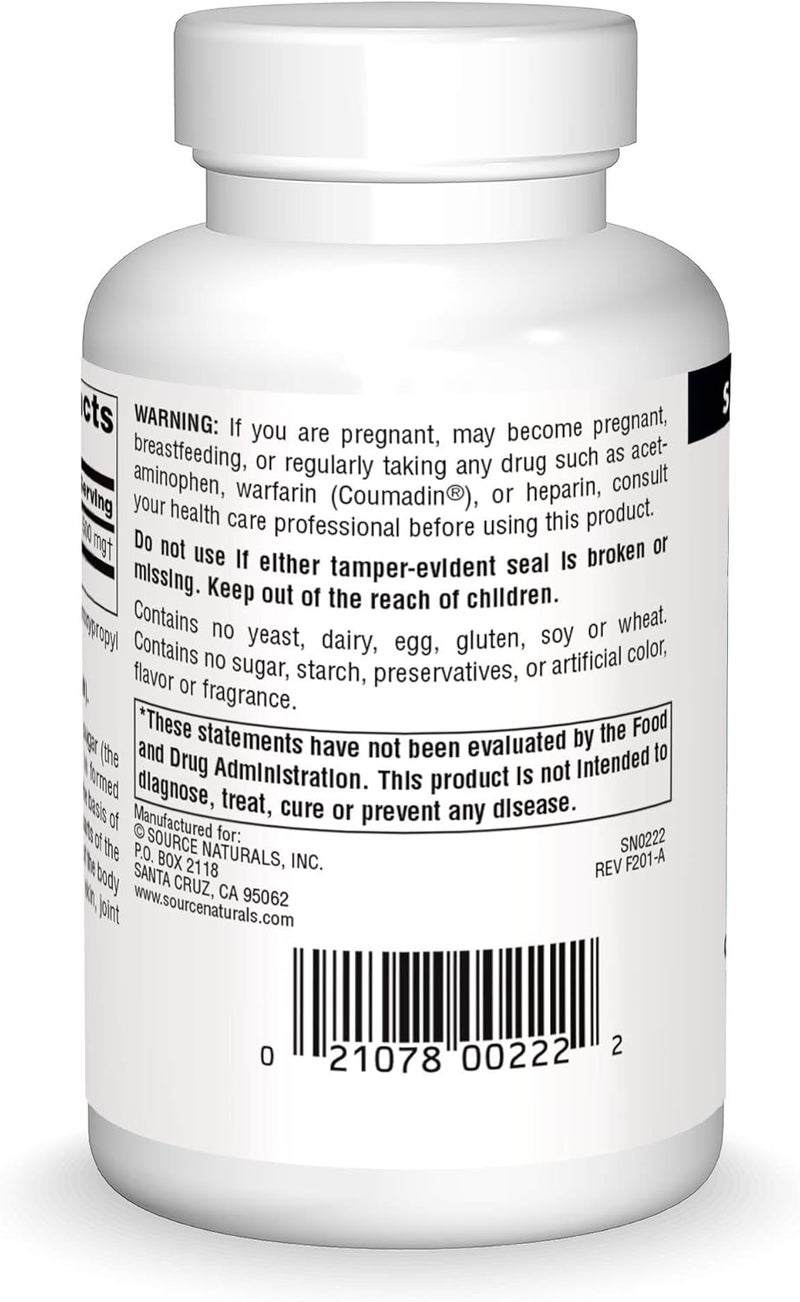 Source Naturals NAG 500 mg NAcetyl Glucosamine for Connective Tissue Support  120 Tablets - Image 2