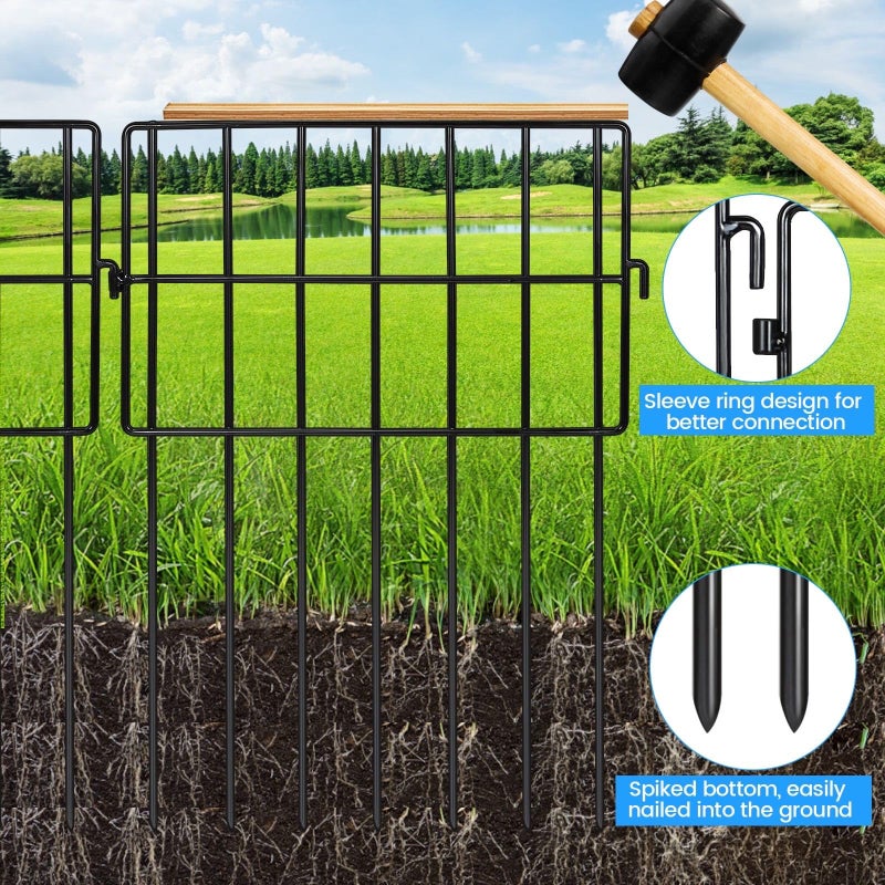 Getlay 22 Pack Animal Barrier Fences, 1.5" Gap No Digging Garden Fence Panels, Metals Black Deterrent Fence for Dogs Rabbits, Decorative Fence for Outdoor Landscape Patio Total 22 ft(L)Ã—16 in(H) - Image 4