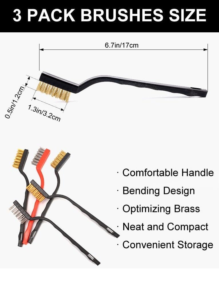 HaHaHai 3 Piece Oven Cleaning Brush, Set of Three Home Gas Stove Cleaning Brushes Made of Brass, Nylon and Stainless Steel - Image 2