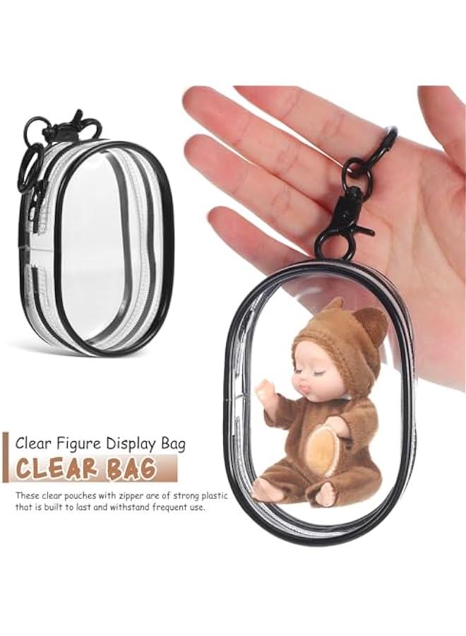 4 Pcs Clear Display Bag for Mini Resin Figures and Dolls with Zipper, Clear Pouch with Keychain, Carrying Bags Tiny Cases for Collectibles, Portable Small Doll Storage Pouches PVC Bag  - Image 2