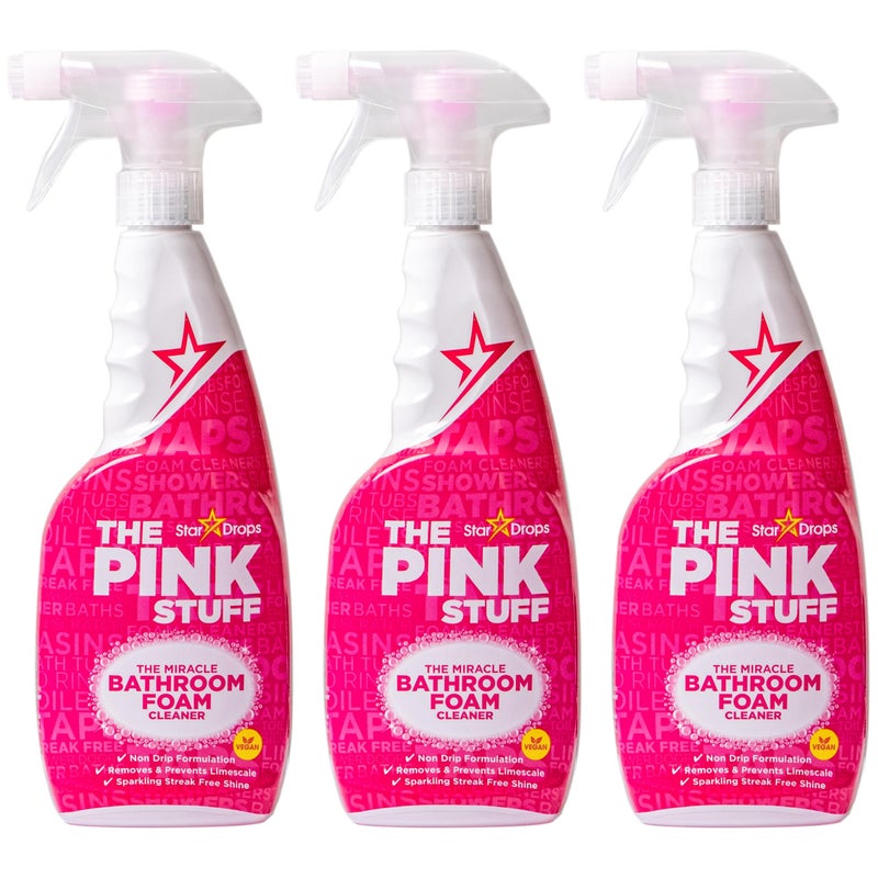 Stardrops - The Pink Stuff - The Miracle Bathroom Foam Cleaner 750ml 3-Pack Bundle (3 Bathroom Foam Spray) - Image 1