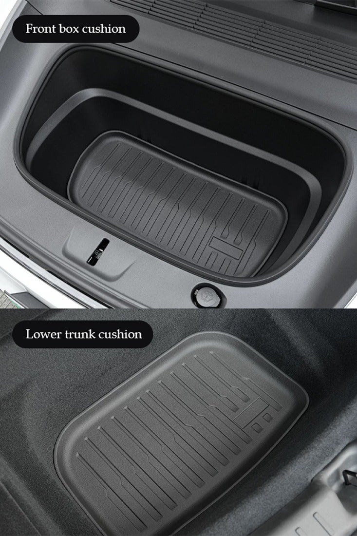 Generic Car floor mat 3-piece kit, suitable for 2023-2025 Tesla Model 3 car trunk mat front compartment mat, rear compartment mat, wear-resistant, easy to clean, high-end, material: TPE. - Image 3
