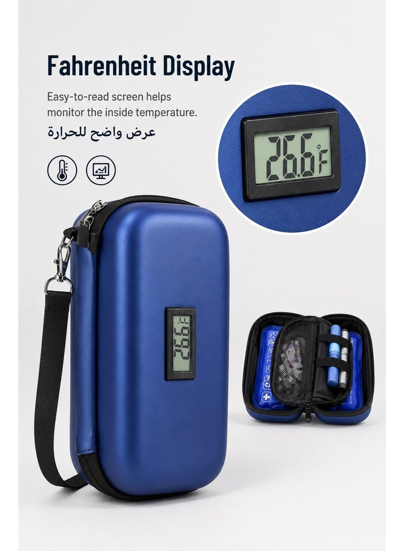 ياتاو حقيبة تبريد الأنسولين للسفر، معتمدة من إدارة أمن النقل الأمريكية، تتسع لـ 48 ساعة، مزودة بمقياس حرارة وشاشة عرض درجة الحرارة، وحقيبة تنظيم الأدوية المبردة مع عبوتين من الثلج، ومستلزمات مرضى السكري. - Image 3