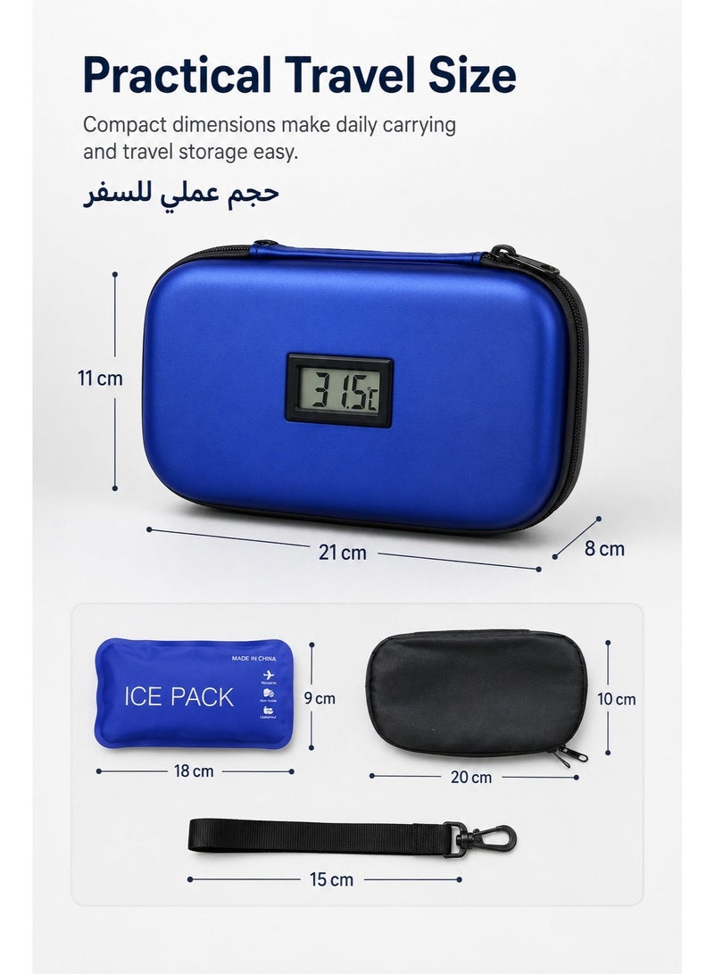 ياتاو حقيبة تبريد الأنسولين للسفر، معتمدة من إدارة أمن النقل الأمريكية، تتسع لـ 48 ساعة، مزودة بمقياس حرارة وشاشة عرض درجة الحرارة، وحقيبة تنظيم الأدوية المبردة مع عبوتين من الثلج، ومستلزمات مرضى السكري. - Image 2