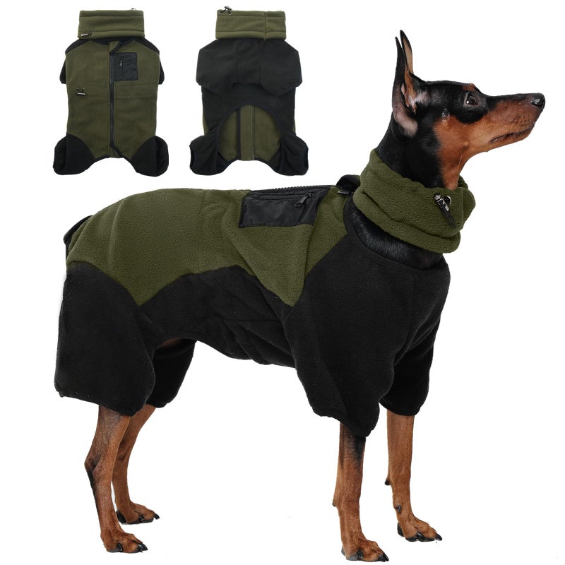 DENTRUN Dog Winter Coat, Warm Fleece Jacket, Turtleneck Dog Sweater, Cold Weather Outfit, Thermal Bodysuit, Soft Jumpsuit - Image 1