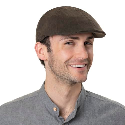 Stetson Level Distressed Cotton Duckbill Flat Cap Medium Brown - Image 3