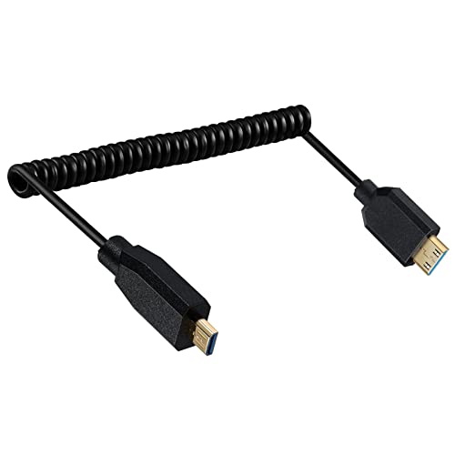 Disscool Ultra Thin HDMI Coiled High Speed Cable, Micro HDMI Male Type D to Mini HDMI Male Type C Connector Adapter Flexible Spring Extension Cables, 2.1V 8K@60Hz 4K@120Hz for Camera/Monitor(M to M) - Image 2