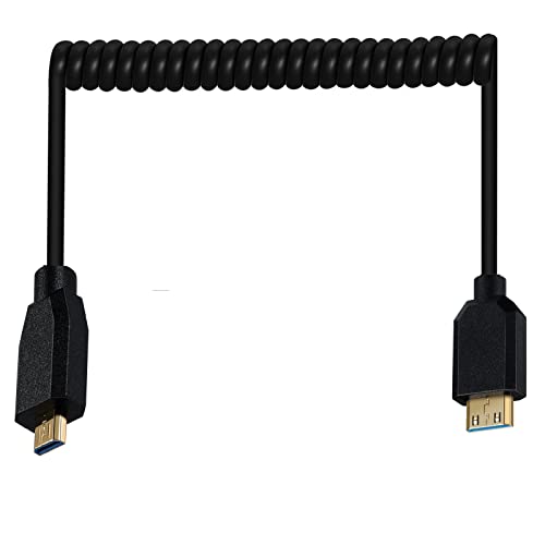 Disscool Ultra Thin HDMI Coiled High Speed Cable, Micro HDMI Male Type D to Mini HDMI Male Type C Connector Adapter Flexible Spring Extension Cables, 2.1V 8K@60Hz 4K@120Hz for Camera/Monitor(M to M) - Image 1